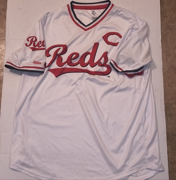 White and Red Reds Baseball Jersey - Picture 1 of 4